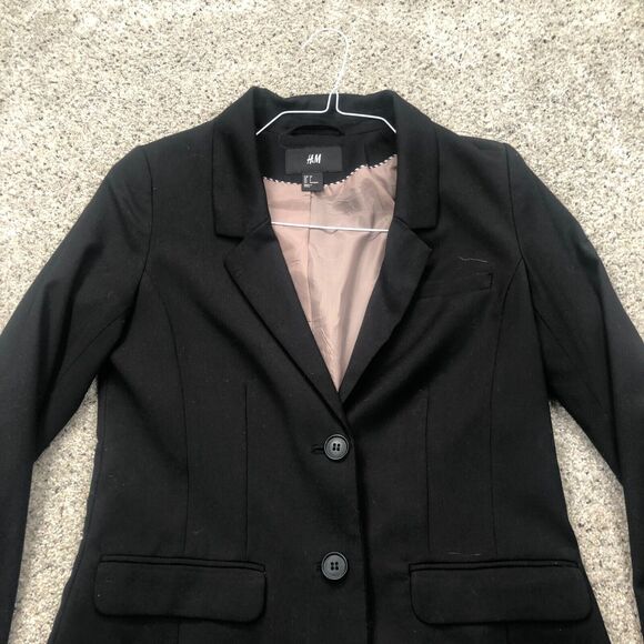 H&M Blazer Womens Extra Small 4 Black Sport Coat Suit Jacket Stretch Ladies - Picture 2 of 10